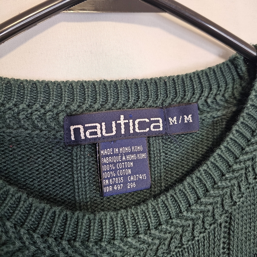 Vintage Nautica Colorblock Cable Knit Sweater Men's Medium - Picture 3 of 4
